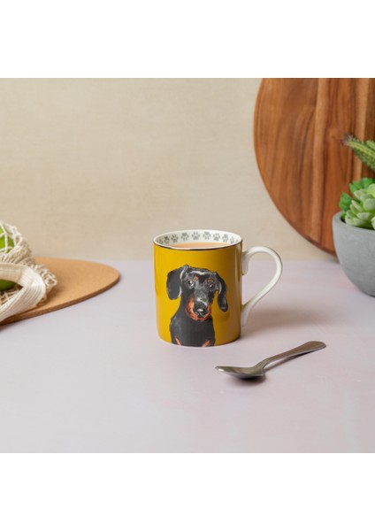 Mkcandasch Fine China 280ml Düz Taraflı Kupa Dashchund