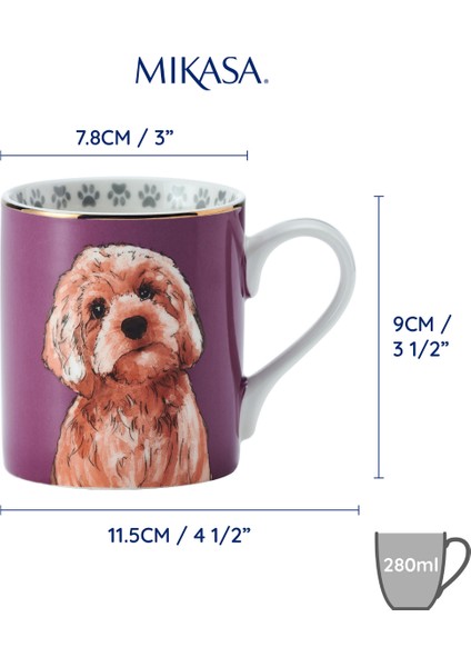 Mkcancpoo Fine China 280ml Düz Taraflı Kupa Cockapoo
