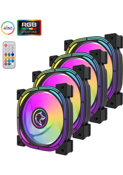 Halo V2 4X120MM Sessiz Profesyonel Kumandalı Rgb Fan Seti