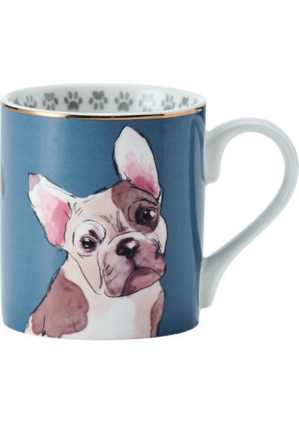 Fine China 280ML Düz Taraflı Kupa Fransız Bulldog