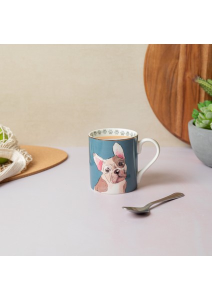 Fine China 280ML Düz Taraflı Kupa Fransız Bulldog