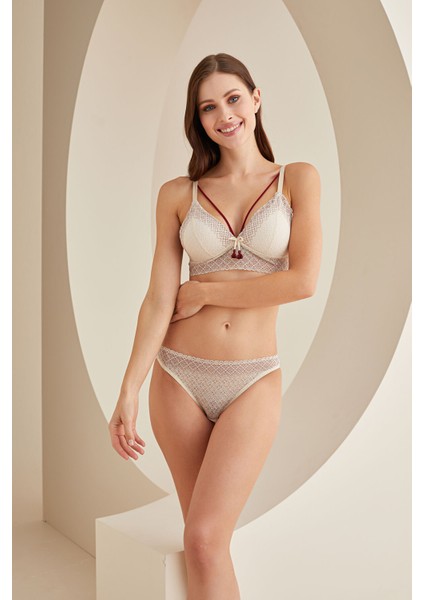 Krem Bordo Tassel Bralet Tek Sütyen fiyatları