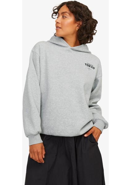 Jxnelly Kadın Gri Sweatshirt 12260618-LIGHTGREYMELANGE