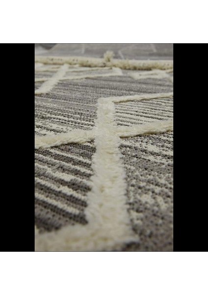 Hoom Rugs Gri Geometrik Desenli Salon Halısı - Baklava Desenli Yumuşak İskandinav Halı- Hoom Rugs Step 2206