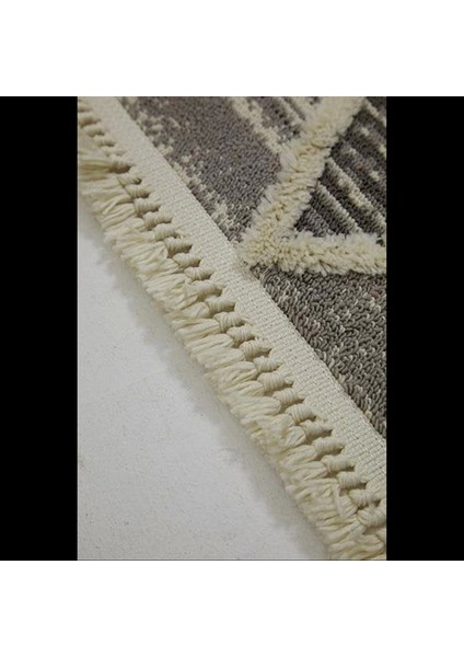 Gri Geometrik Desenli Salon Halısı - Baklava Desenli Yumuşak İskandinav Halı- Hoom Rugs Step 2206