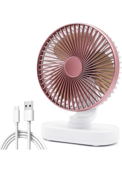 D77-Rose Mini Masaüstü Fan Usb Şarjlı 4 Kademeli Kişisel Otomatik Salınımlı Taşınabilir Soğutucu Vantilatör