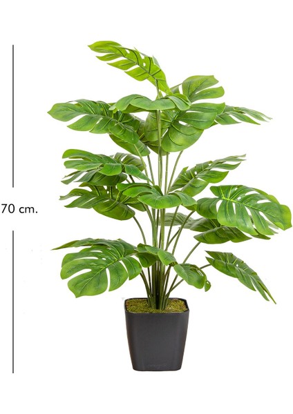 Yapay Deve Tabanı Bitkisi (Monstera Ağacı) 18 Yapraklı Yeşil 70 Cm.