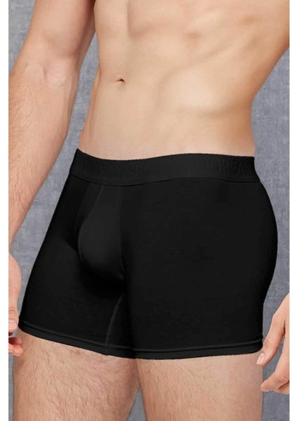 Erkek Modal Ince Kumaş Torbalı Normal Paça Siyah Boxer C2T2N7O1