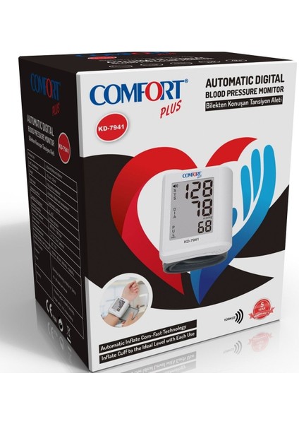 Comfort Plus KD-7941 Bilekten Ölçme Türkçe Konuşan Tansiyon Aleti