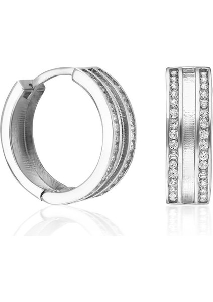 Üçlü Taş Süslemeli Halka Küpeler fiyatları