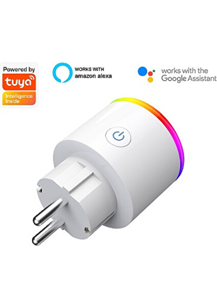 The Wlue Rgb Işıklı Akım Korumalı 2.4g Wifi Akıllı Priz 16A Tuya Destekli App Kontrol Smart Plug