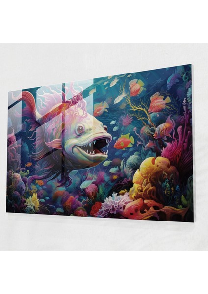 Sualtı Mitolojisi Cam Baskı - Mitoloji, Canlı Sualtı Dünyası, Gizem, Efsanevi Deniz Yaratıkları, 45X30