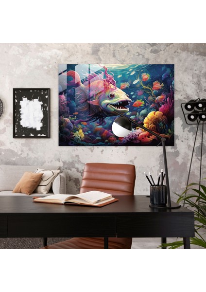 Sualtı Mitolojisi Cam Baskı - Mitoloji, Canlı Sualtı Dünyası, Gizem, Efsanevi Deniz Yaratıkları, 45X30