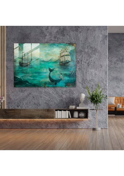Ön Raphael Kardeşliği Cam Baskı - Rüya Gibi Deniz Kızı Deniz Manzarası - Ön Rafael Kardeşliği, Deniz Kızları, Kaprisli, Ruhani, 45X30