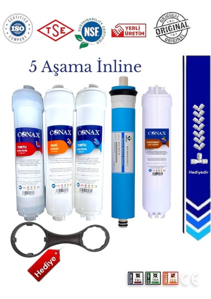 Tüm Kapalı Kasalar Için 5 Aşamalı Inline Filtre Seti (ORJİNAL YENİ SERİ) Benc Membran
