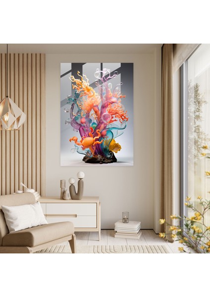 Gerçekçi Cam Heykel - Mercan Kayalığı Cam Baskı - Gerçekçi Cam Heykel, Ev Dekorasyonu, Gerçekçi Cam Heykel, Cam Sanatı, 30X45 fiyatları