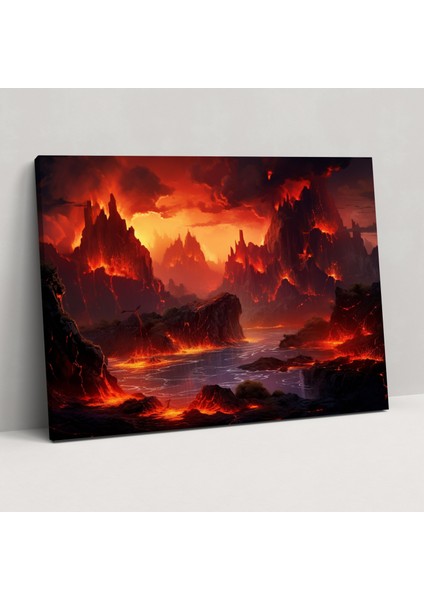 Gerçeküstü Volkan Kanvas Tablo - Volkan, Dijital Illüstrasyon, Yüzen Adalar, Kanvas Tablo, 50X30