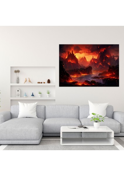 Gerçeküstü Volkan Kanvas Tablo - Volkan, Dijital Illüstrasyon, Yüzen Adalar, Kanvas Tablo, 50X30 fiyatları