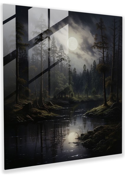 Gece Yarısı Serenity Cam Baskı - Gece Yarısı, Cam Baskı, Cam Sanatı, Görkemli Ağaçlar, 30X30