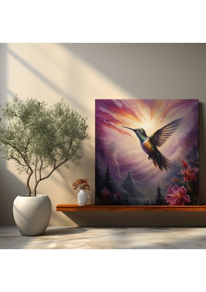 Rüya Gibi Sinek Kuşu Duvar Tablosu - Sinek Kuşu, Duvar Sanatı, Kanvas Tablo, Duvar Dekorasyonu, 30X30