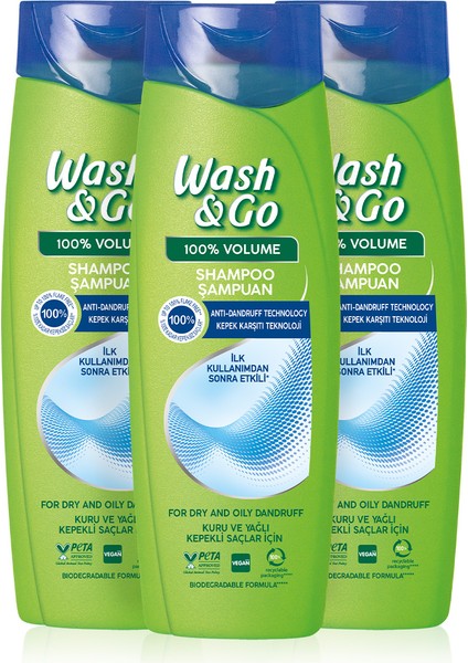 Wash&go Kepek Karşıtı Şampuan 360 ml X3 Adet