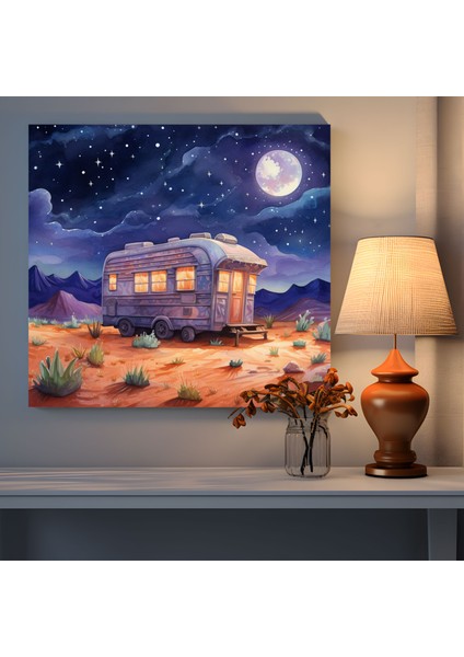 Karavan Kanvas Tablo - Renkli Çöl Yolculuğu - Karavan, Karavan, Kanvas Tablo, 30X30 Kanvas Tablo, 30X30 fiyatları