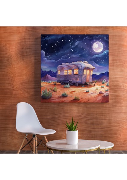 Karavan Kanvas Tablo - Renkli Çöl Yolculuğu - Karavan, Karavan, Kanvas Tablo, 30X30 Kanvas Tablo, 30X30 modelleri