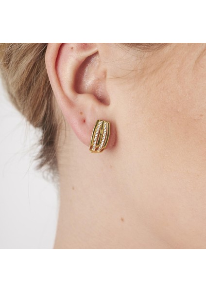 Taşlı Çift Çizgili Küpeler modelleri