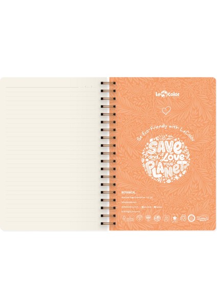 Le Color Botanical Spiralli Defter Çizgili Sarı 17 x 24 cm