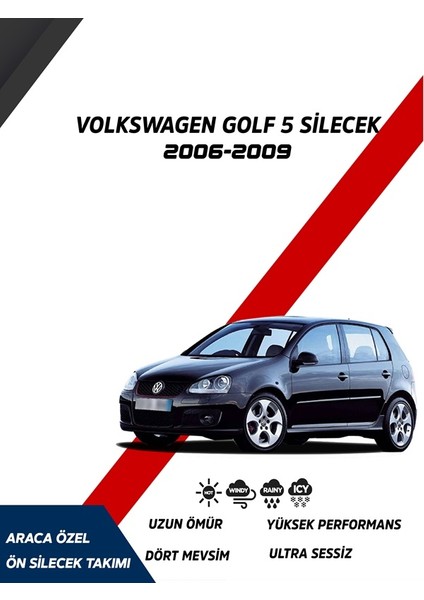 Golf 5 2006-2009 Uyumlu Model Aralığı Muz Silecek Seti Sürcü Taraf 600MM Yolcu Taraf 480MM