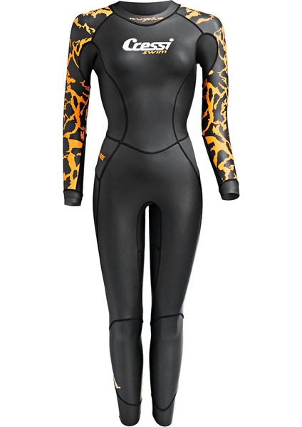 Kuwae Lady Yüzücü Elbisesi Black/orange 2mm - No:2 / S