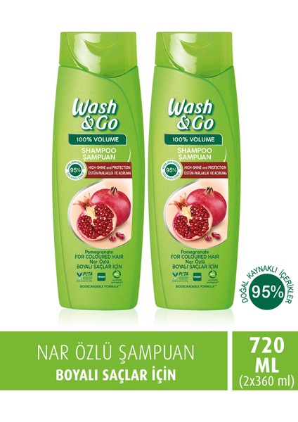 Wash&go Nar Özlü Şampuan 360 ml X2 Adet