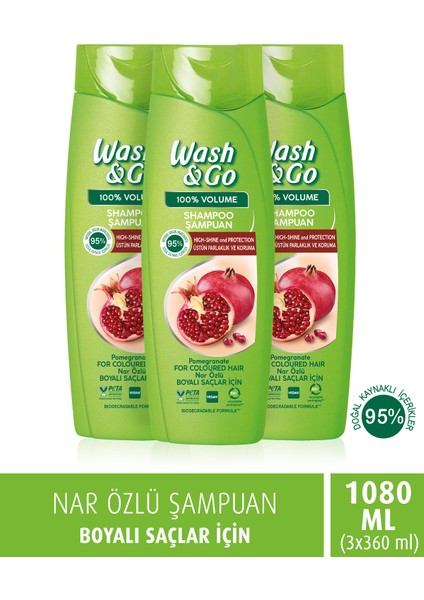 Wash&go Nar Özlü Şampuan 360 ml X3 Adet