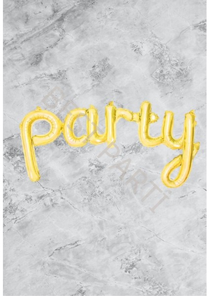 Party Yazılı Gold Renk Folyo Balon Seti 113X48 cm