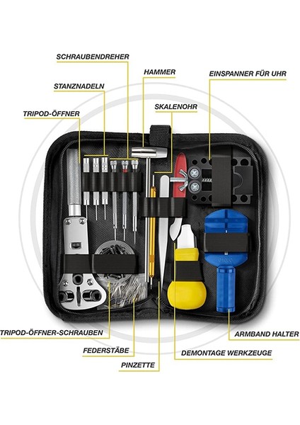 Premium Saat Aleti - 148 Parça Saatçi Alet Seti - Pil ve Conta Değişimi Için Saat Açıcı ile - Karbon Çelik (Yurt Dışından)