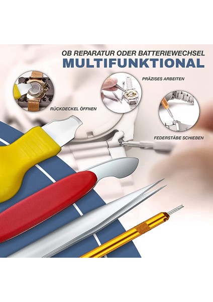 Premium Saat Aleti - 148 Parça Saatçi Alet Seti - Pil ve Conta Değişimi Için Saat Açıcı ile - Karbon Çelik (Yurt Dışından)