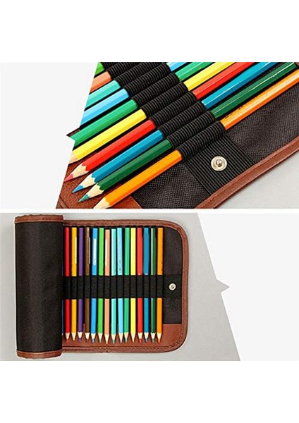 36 Yuvalı Kalem Rulo Kasa Kalem Perde Kalem Çantası Makyaj Wrap Tutucu Depolama Kılıfı Kalın Tuval Kırtasiye Organizatör (Yurt Dışından)