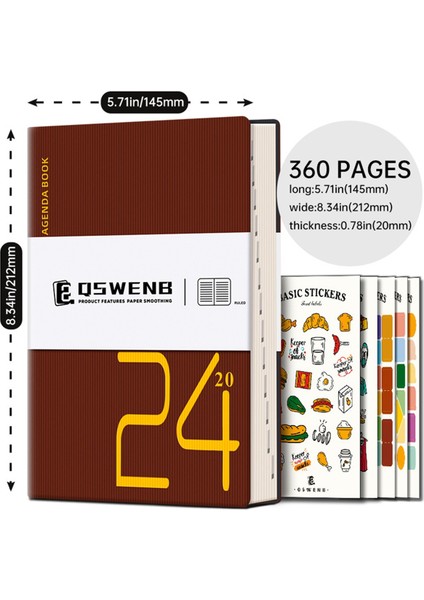 2024 Günlük Defter, Kadın Erkek Için 360 Sayfa Ciltli Deri Defter, 5.7x8.3ınch, Kahverengi (Yurt Dışından) fırsatları