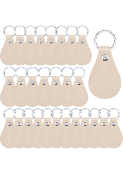 Dıy Craft Için 30 Adet Deri Anahtarlık Kiti, Pu Deri Anahtarlık Boşlukları Perçinler ve Anahtar Yüzükler Gravür Anahtarlık Için (Yurt Dışından)