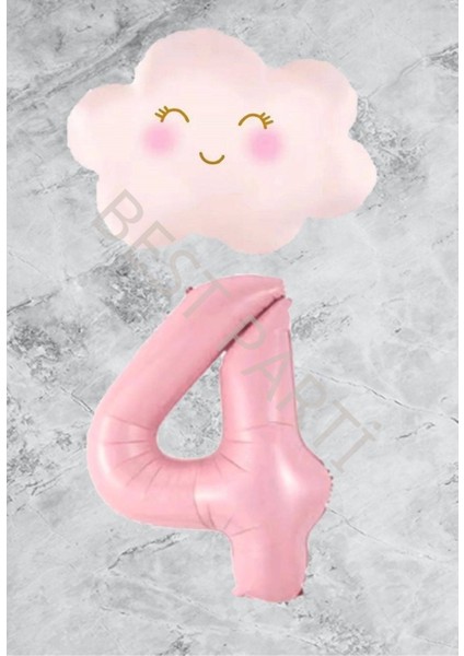 Pembe Rakam Bulut Folyo Balon Seti Yaş 4
