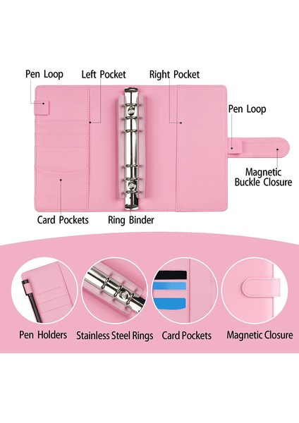 A6 Nakit Zarflı Bütçe Bağlayıcı,para Tasarrufu Bağlayıcılar,bütçeleme Için Nakit Bütçe Zarfları Sistemi,sırtılı Cilt(Pembe) (Yurt Dışından)