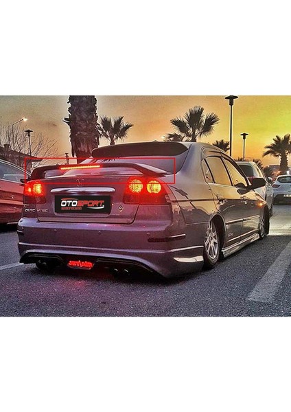 Honda Civic Vtec2 Işıklı Spoyler Fiberglass Boyasız