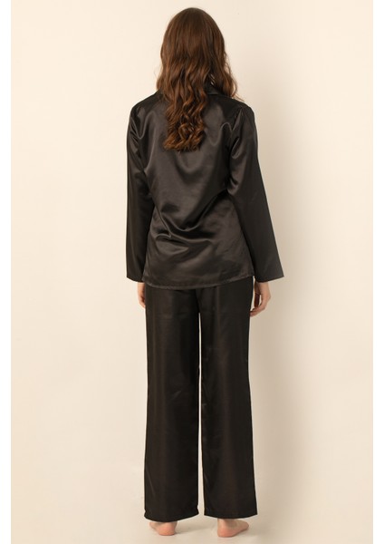 Uzun Kollu Saten Pijama Takımı indirimleri
