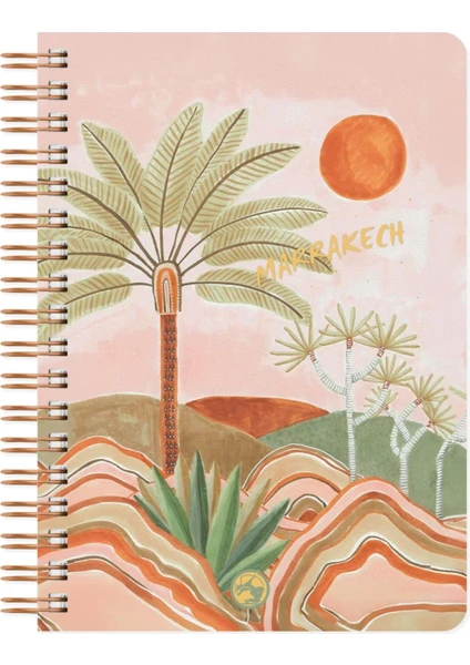 Le Color Marrakech Spiralli Defter Kareli Palmiye 17 x 24 cm