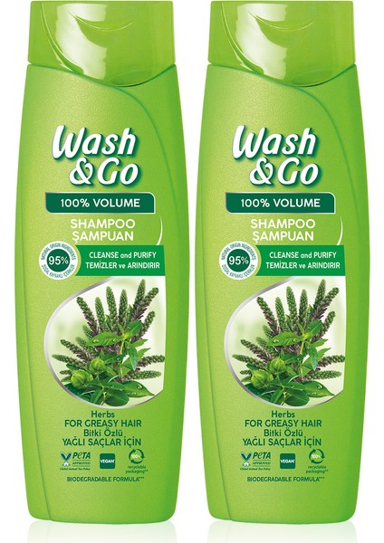 Wash&go Bitki Özlü Şampuan 360 ml X2 Adet