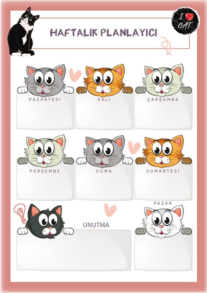 I Love Cat Haftalık Planlayıcı fiyatları