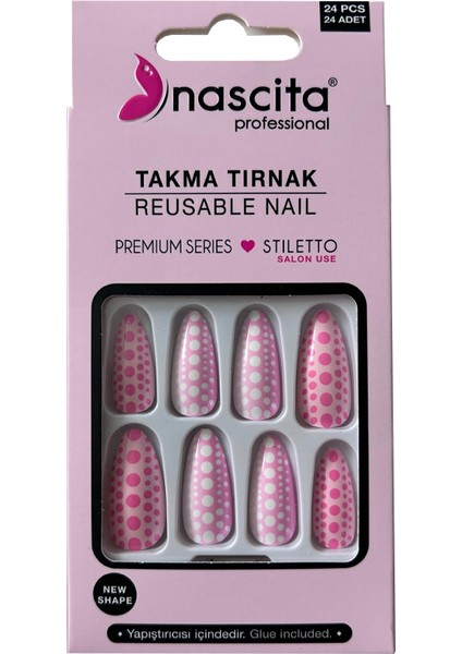 Takma Tırnak - Renkli Stiletto 24 Adet