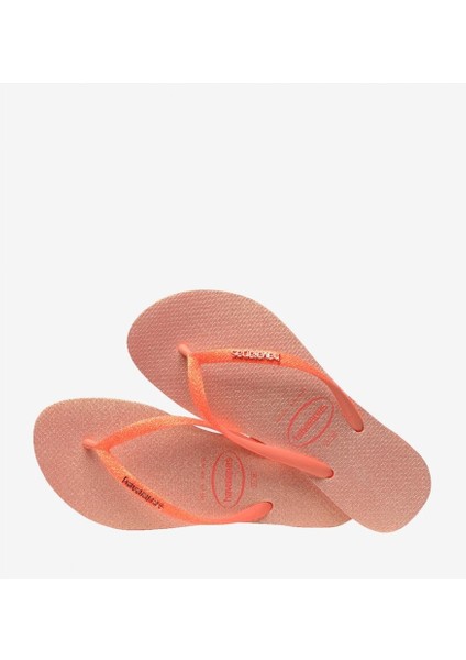 Slim Glitter Iridescent Peach Rose Kadın Şeftali Terlik fırsatları