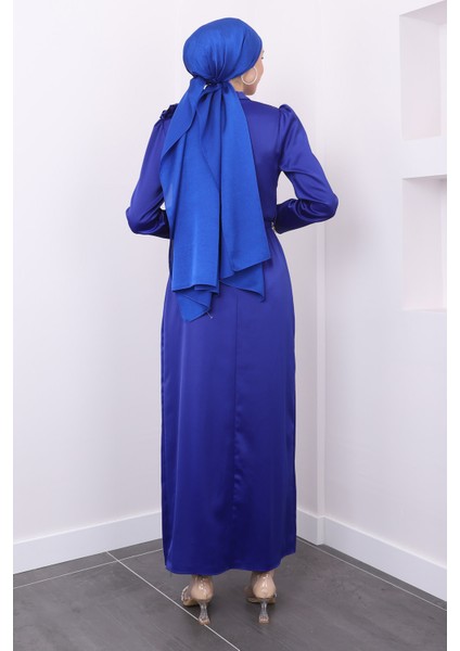 Saks Ön Detaylı Bronşlu Saten Abiye indirimleri