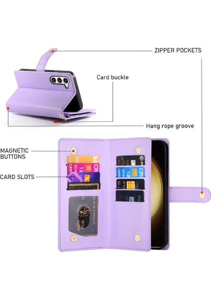 Samsung Galaxy S23 Artı Kickstand Çok Fonksiyonlu Kart Yuvaları Için Flip Case (Yurt Dışından)
